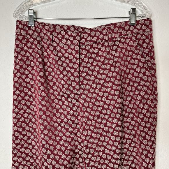 Etro trousers Micro Jacquard Motif flowers all over Burgundy size IT 46/US 10-L - Picture 2 of 11